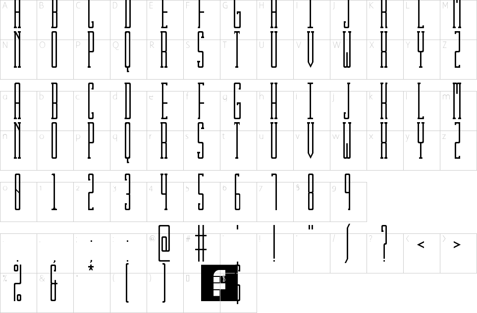 Kibby Slab Font Mappa dei caratteri
