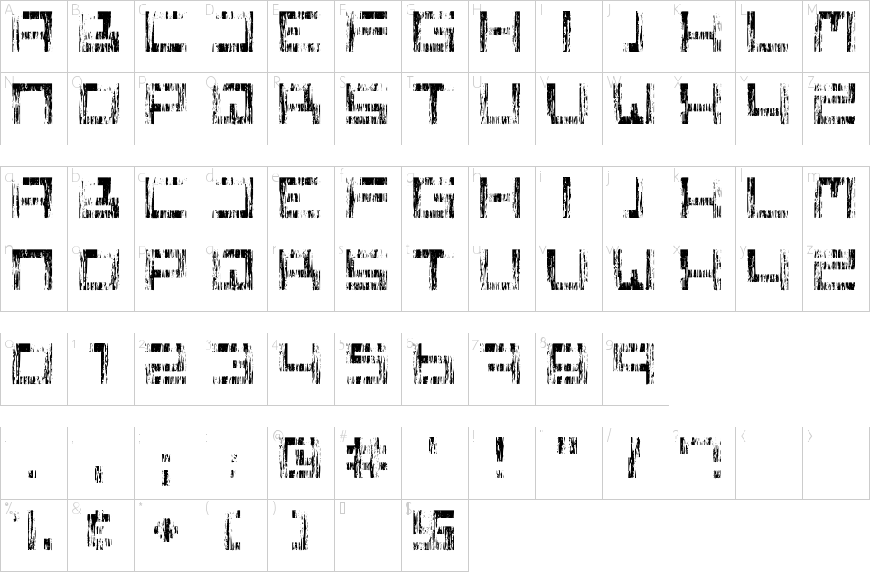 方形一个Grunge字体字符图