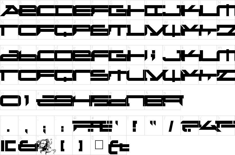 Metatron Font Character Map