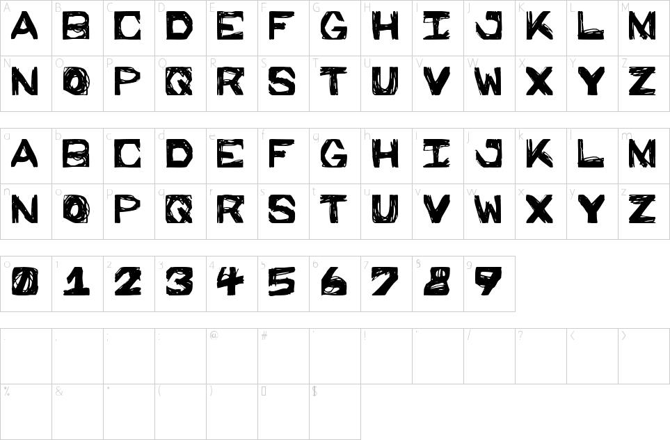 Fonte Prison Walls Mapa de caracteres