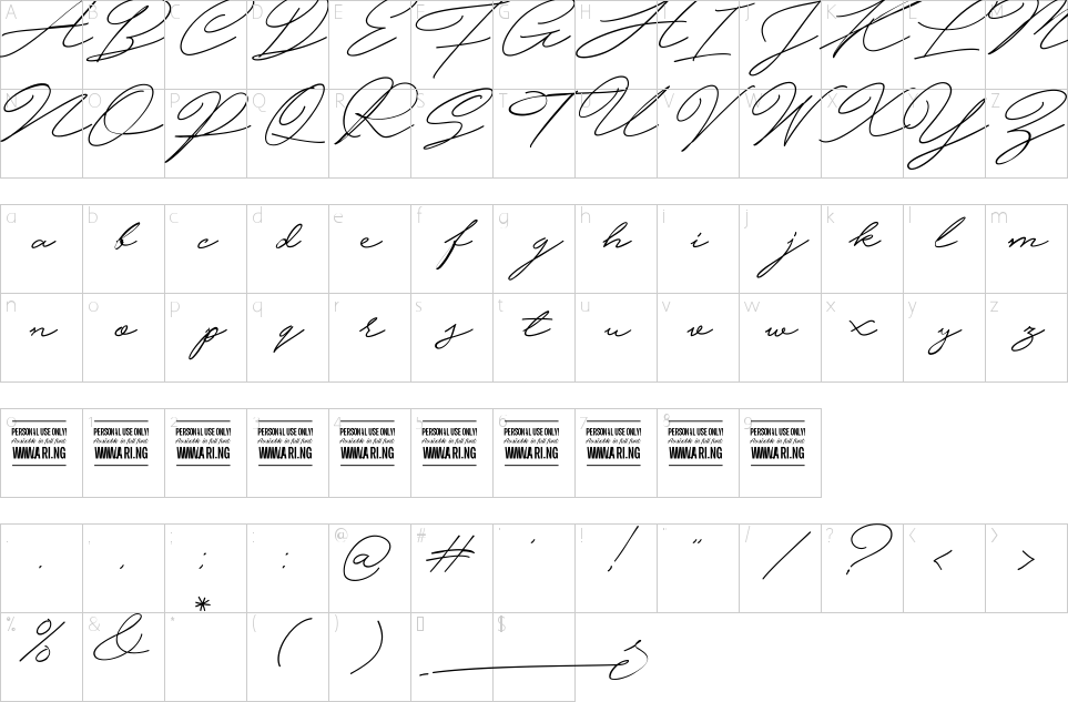 Hijrnotes Font Character Map