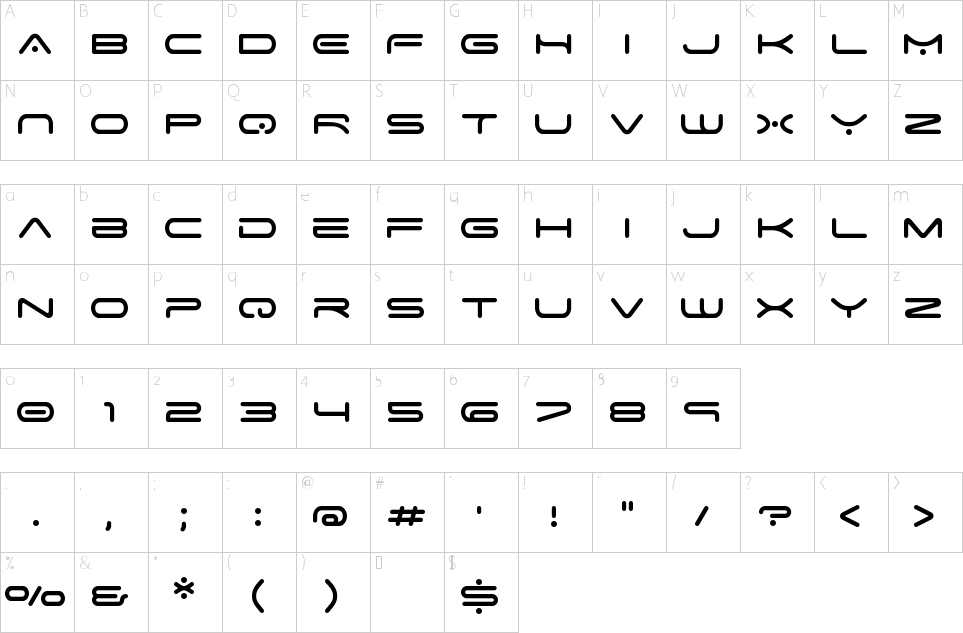 太空時代字體字符圖