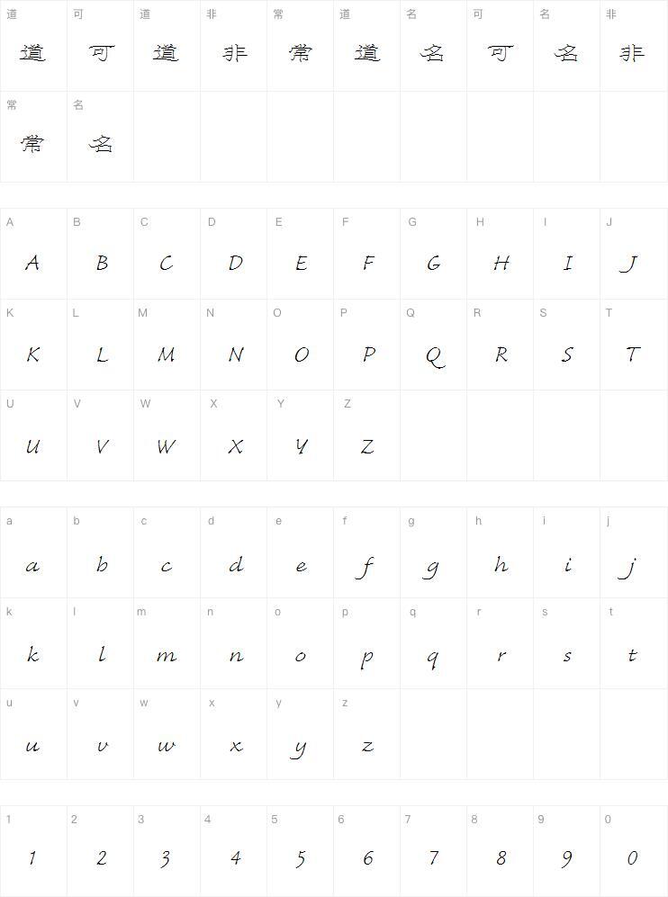 Тонкий золотой официальный шрифт Hanyi Карта персонажей