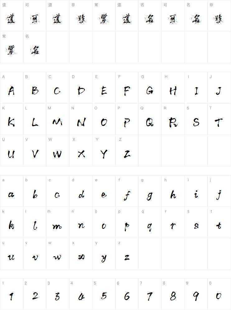 Momo crazy splash ink font Character Map