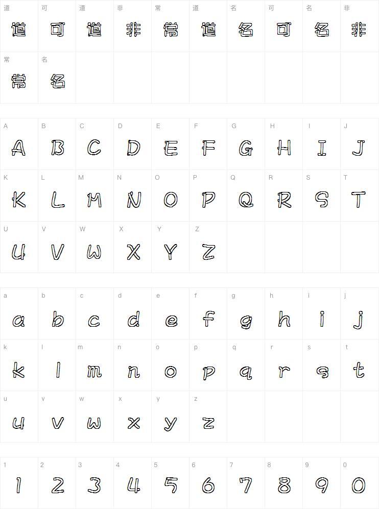 Download di font mini salsiccia jane Mappa dei caratteri