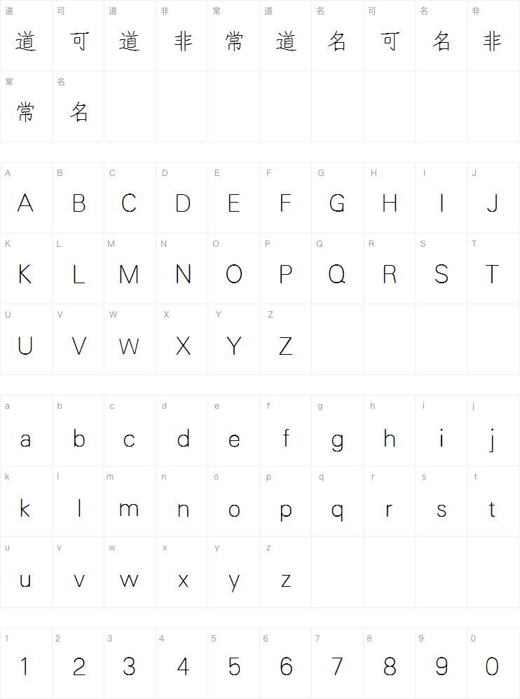 Mini Jane home letter font Character Map
