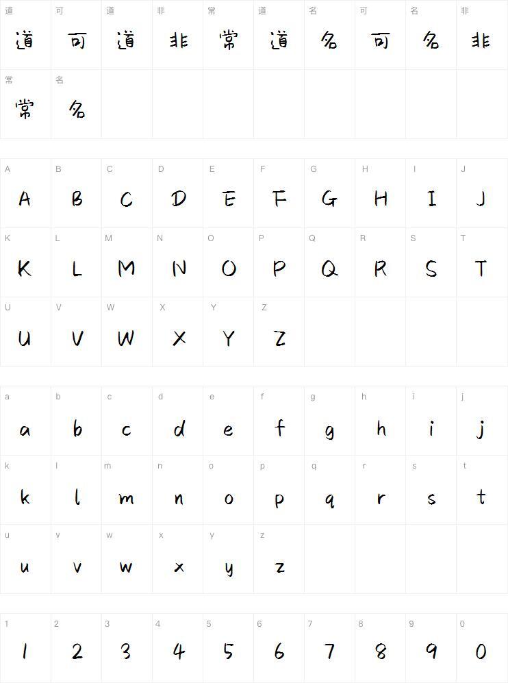 Aa small pear vortex font Character Map