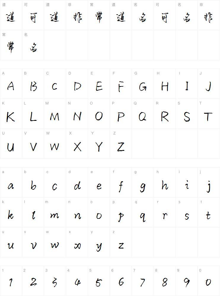 Momo sky bold font Character Map