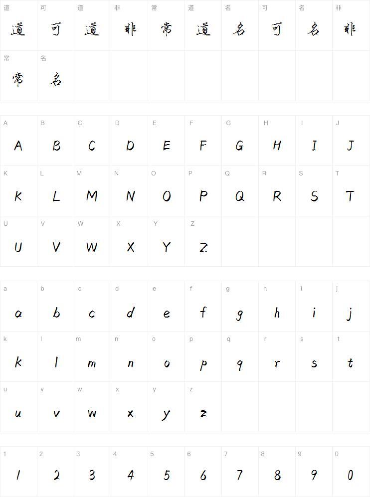 Aa cloud deep unknown font Character Map