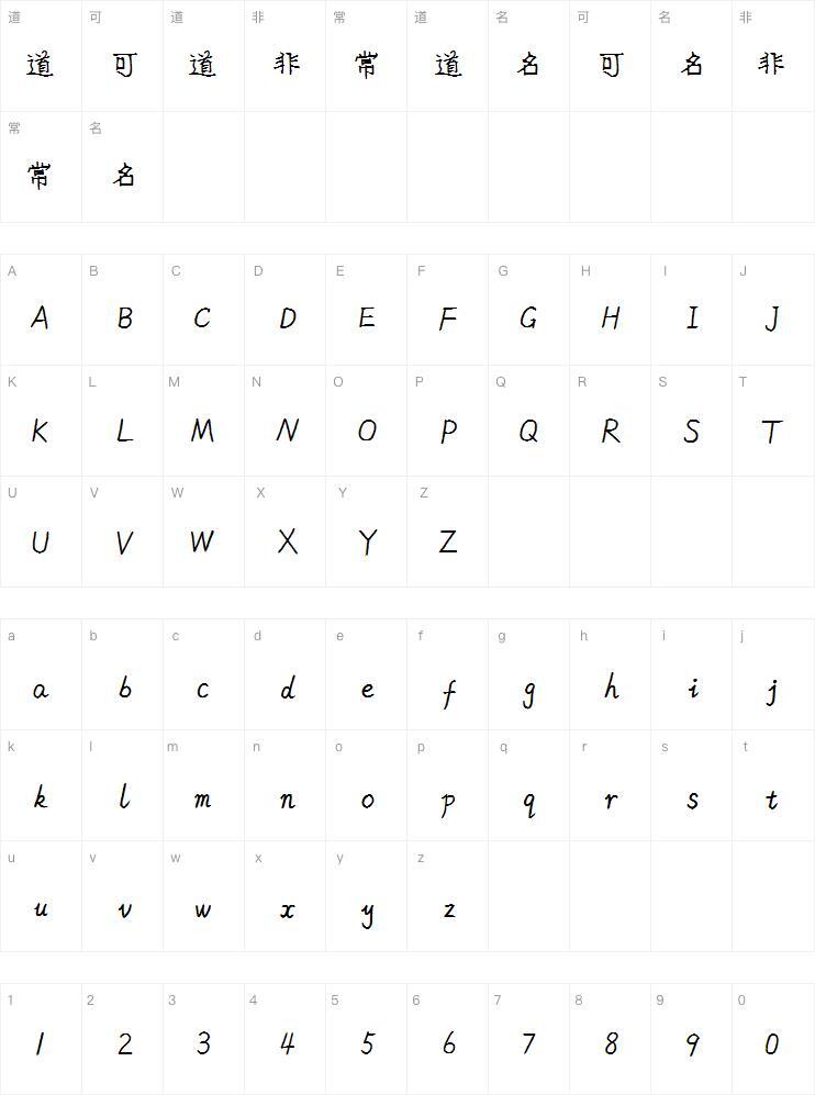 Momo capriccio font Character Map