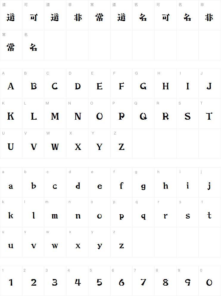 Geetype plateau Mingliu font Character Map