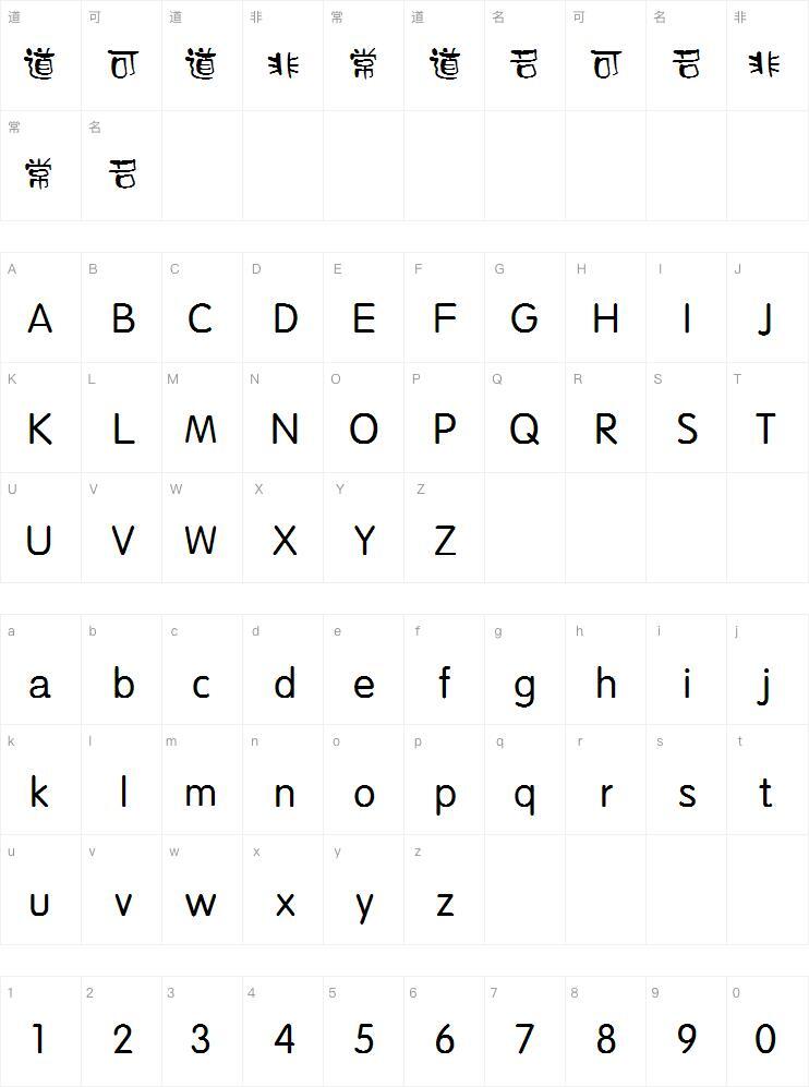 Font yang disederhanakan dan tradisional dari akun waktu dua karakter Peta karakter