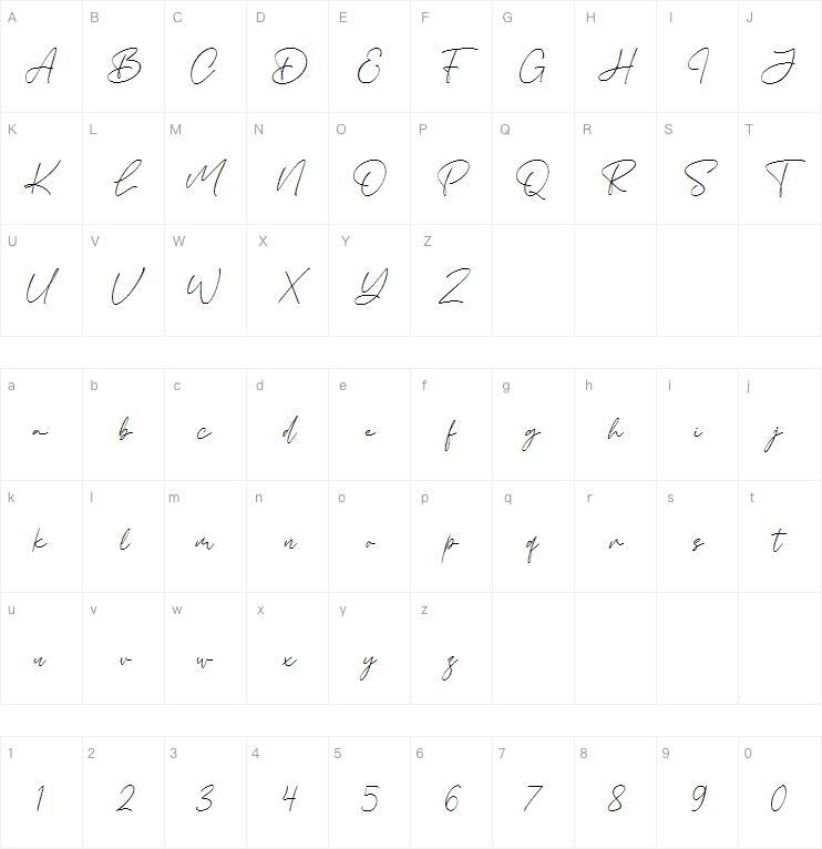 Bakalien字体 Zeichentabelle