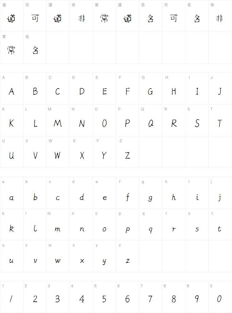 Hamster pineal font Character Map