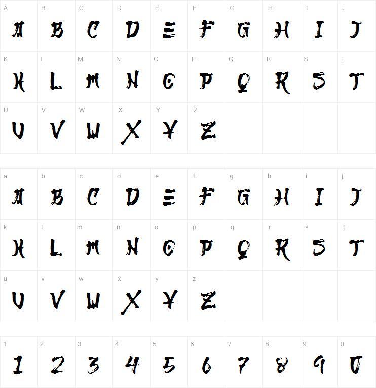Genjiro字体 Mappa dei caratteri