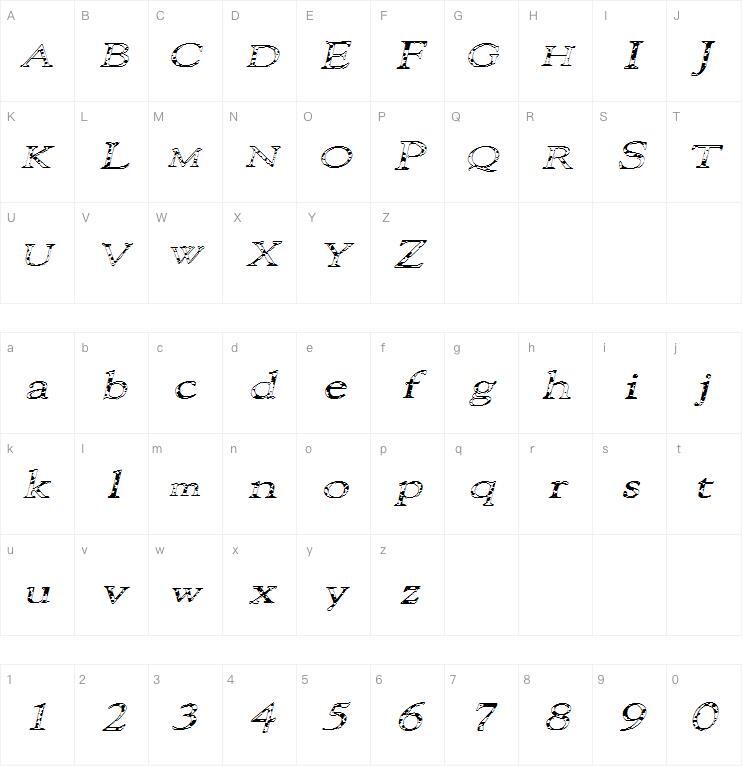 101 Puppies SW font Character Map