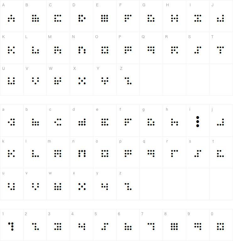 3x3 points字体 Carte de caractère