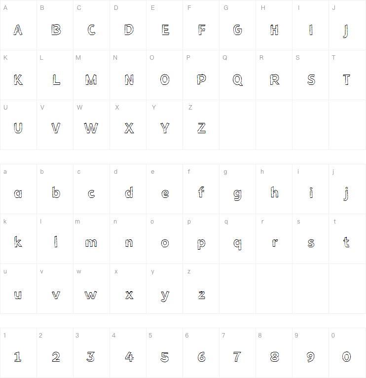 Bordes ásperos字体 Mapa de personajes