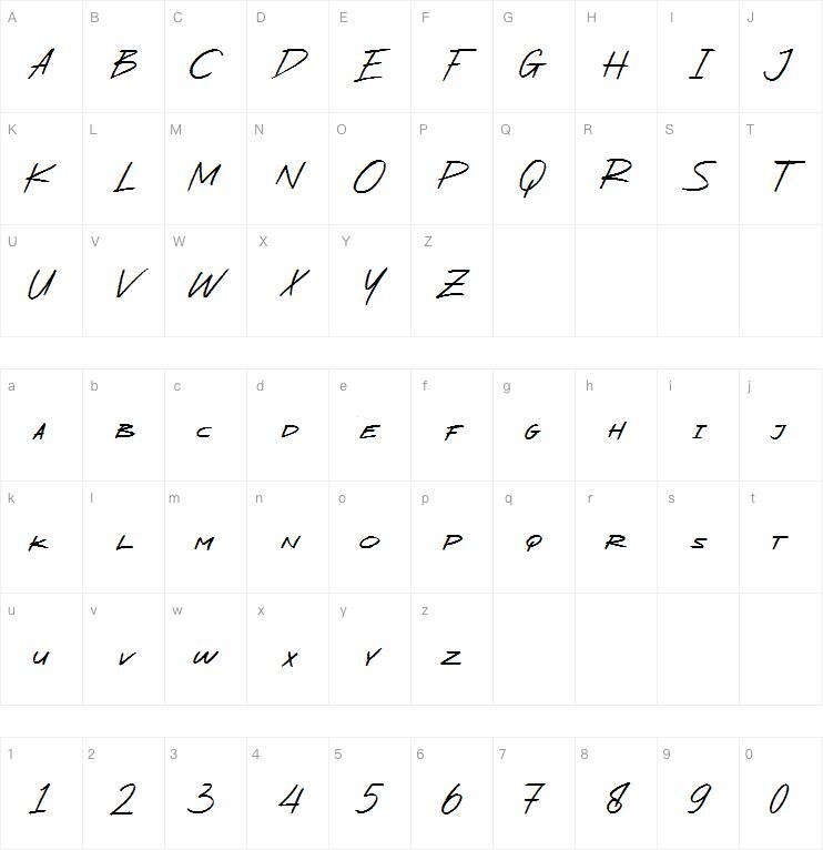 Ашер Панк 字体 Карта персонажей