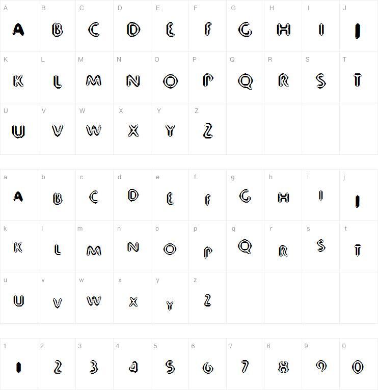 80 Decibels font Character Map
