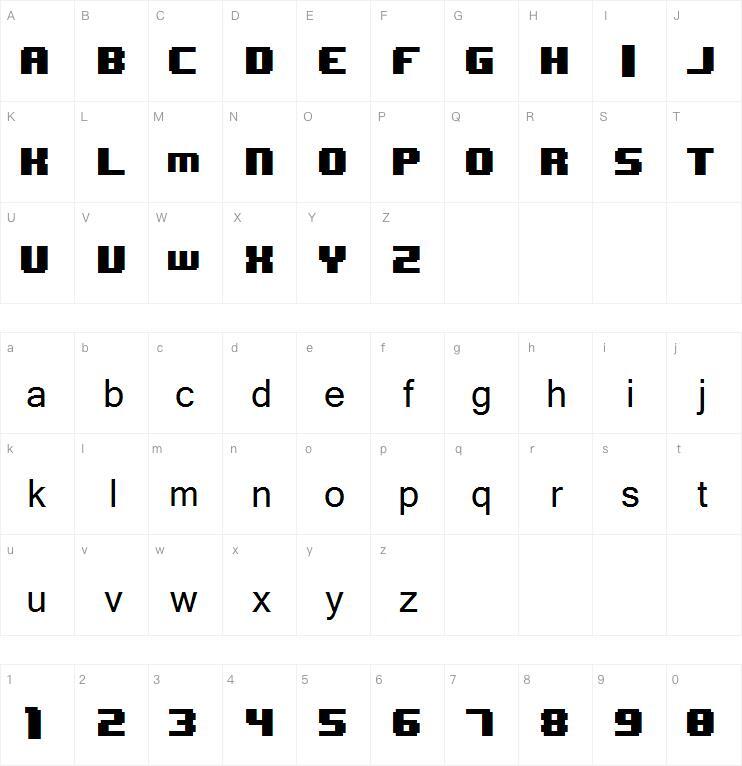 8Bit Wonder font Character Map