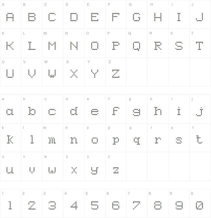 8-контактная матрица字体 Карта персонажей