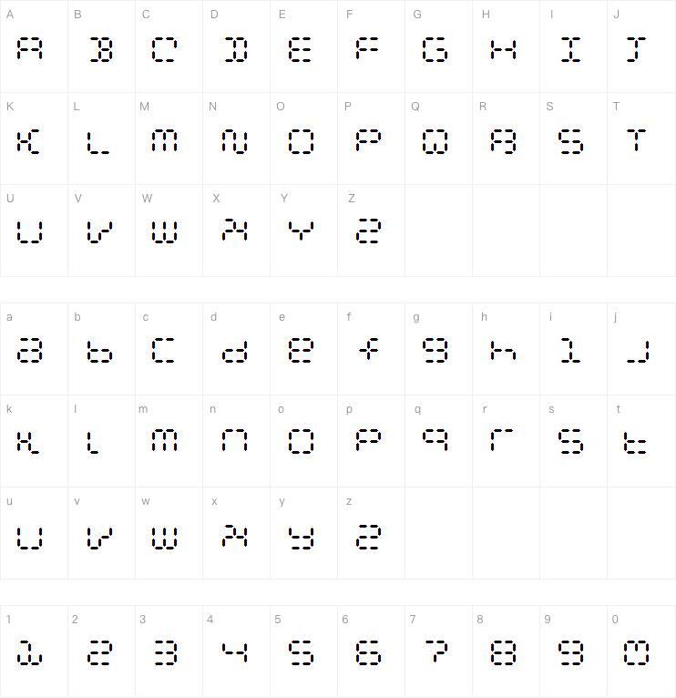 Calcolatrice 12字体 Mappa dei caratteri