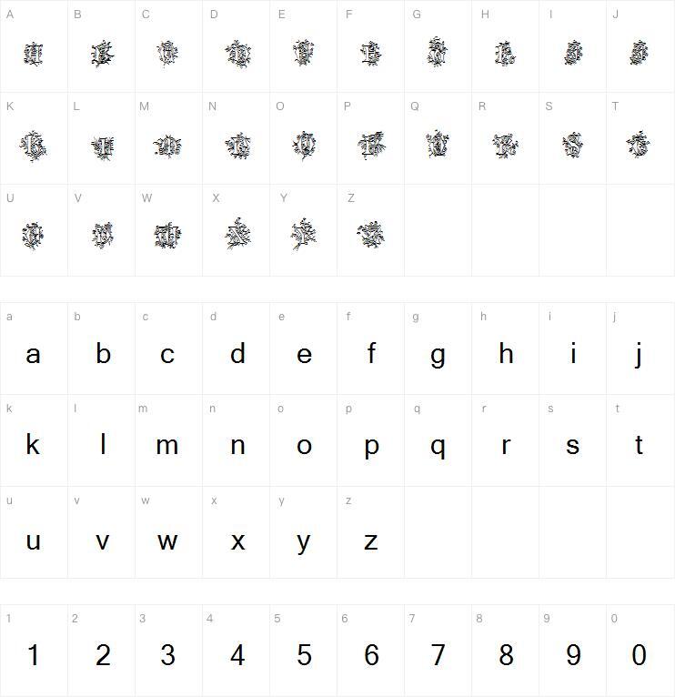 Инициалы херувимов字体 Карта персонажей