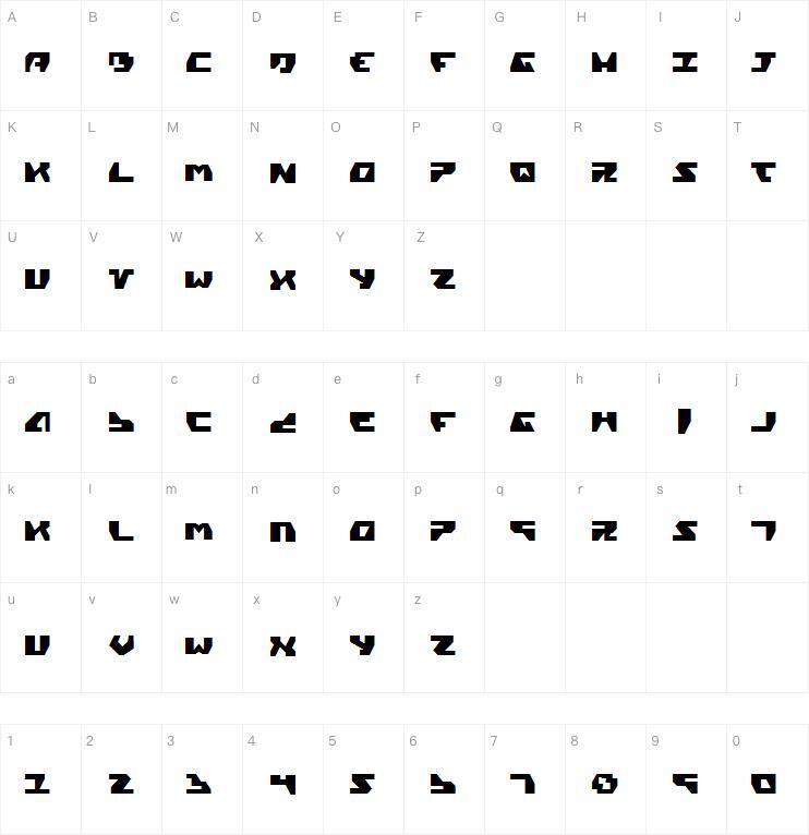 シロハヤブサ字体キャラクターマップ