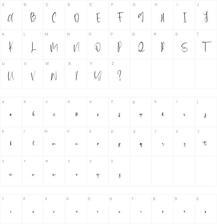 Paysage lunaire字体 Carte de caractère