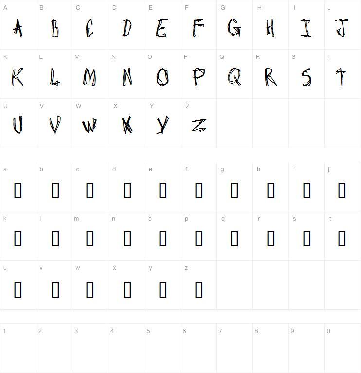 Craptacular字体 Mapa de caracteres