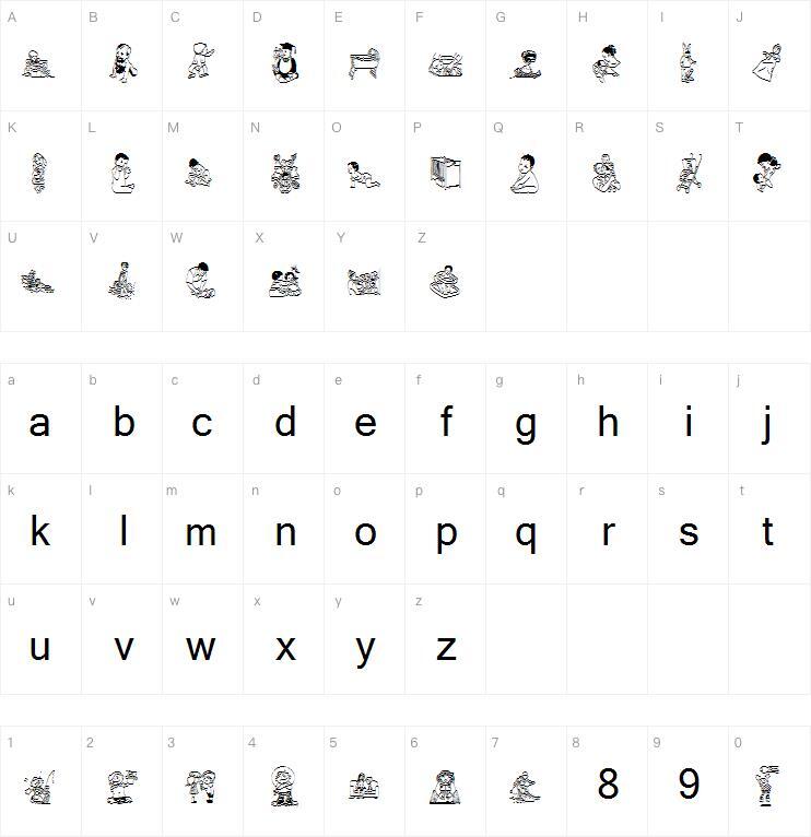 Chyld 字 体 Mapa de caracteres