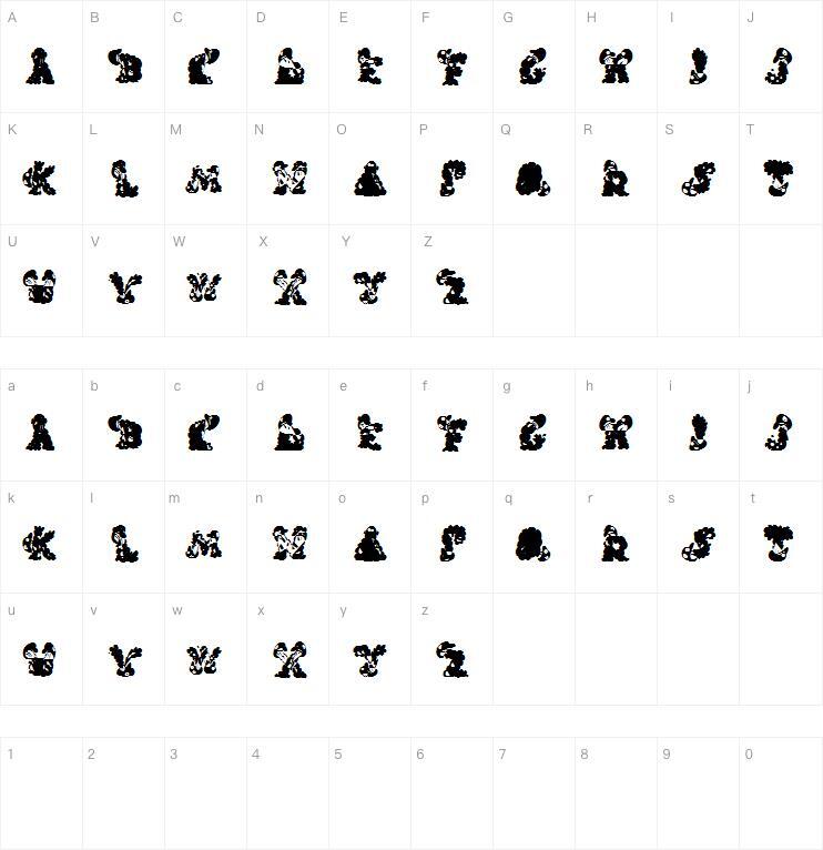 Caroles字体 Mapa de caracteres