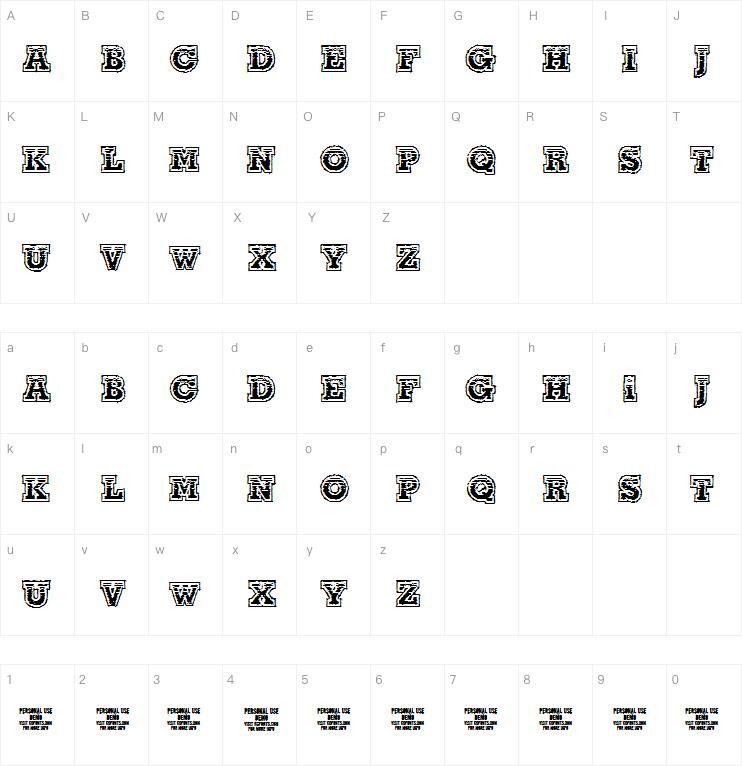 The Line-Up 字体 Mappa dei caratteri