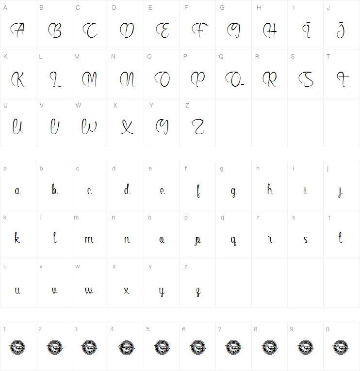 Charm Queen 字 体 Mapa de caracteres