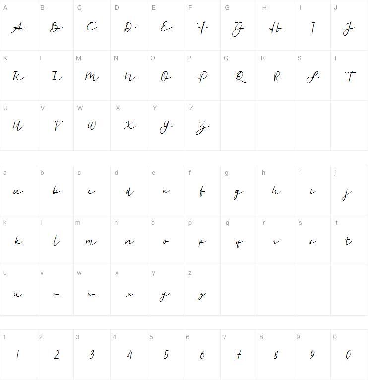 Standard Jeglek字体 Karakter haritası