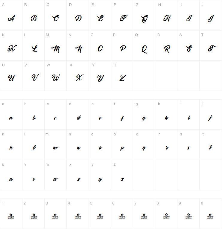 Racines Classiques字体 Carte de caractère