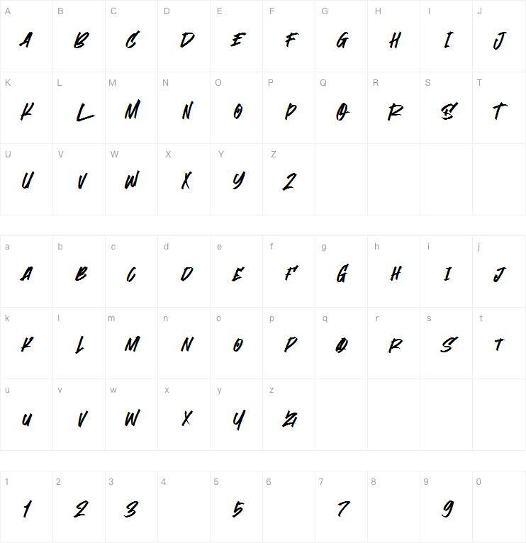 Stoopid Markers字体 Mapa de personajes