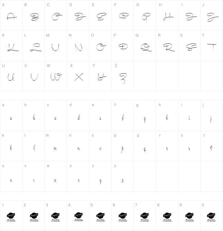 Recorda Script 字体字符图