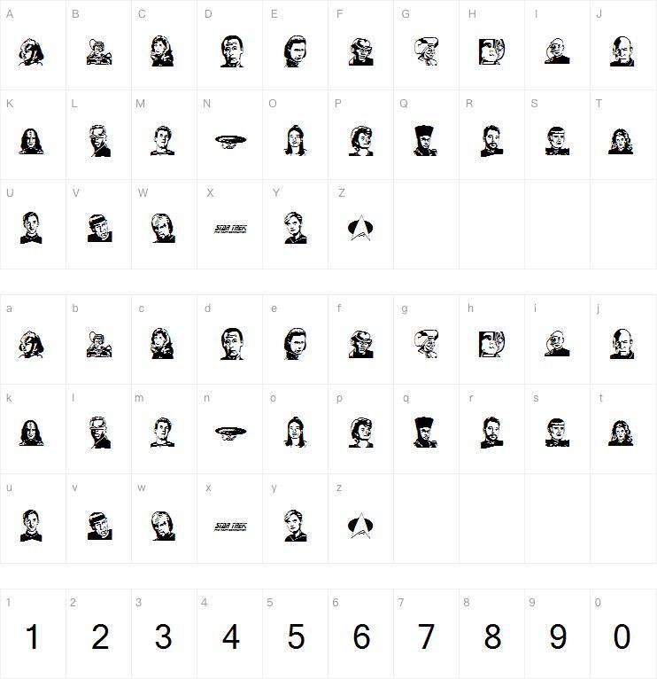 Tngcast字体 Mapa de caracteres