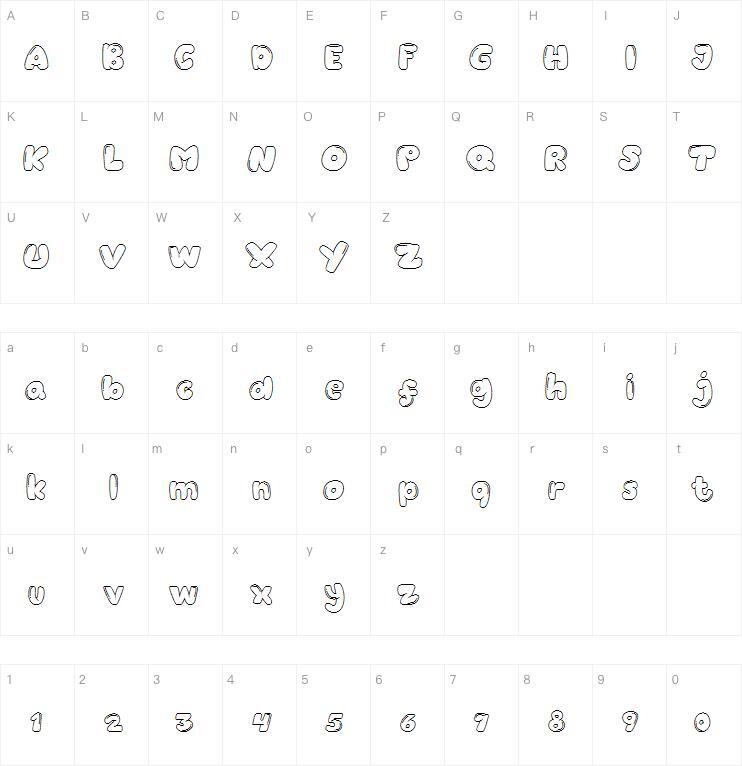 Балонку字体 Карта персонажей