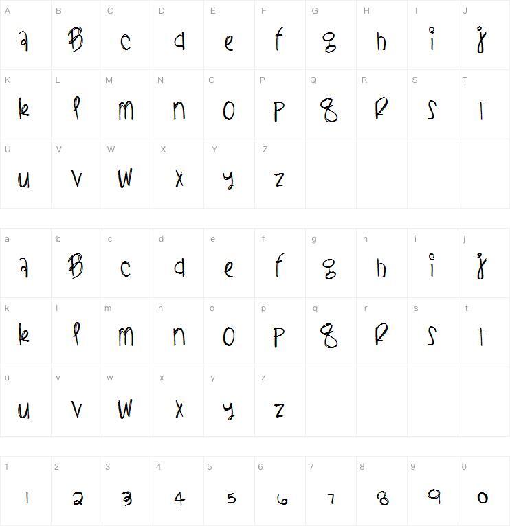 BlackLightning字体 Mapa de caracteres