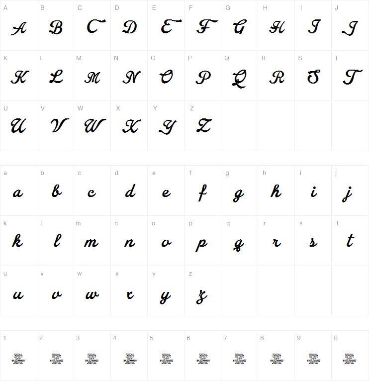 Arando Script 字体 Mappa dei caratteri