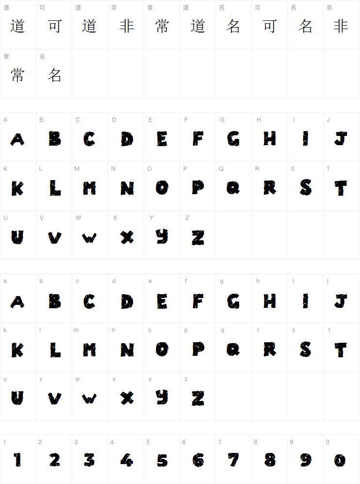 Mégatron文字体 Carte de caractère