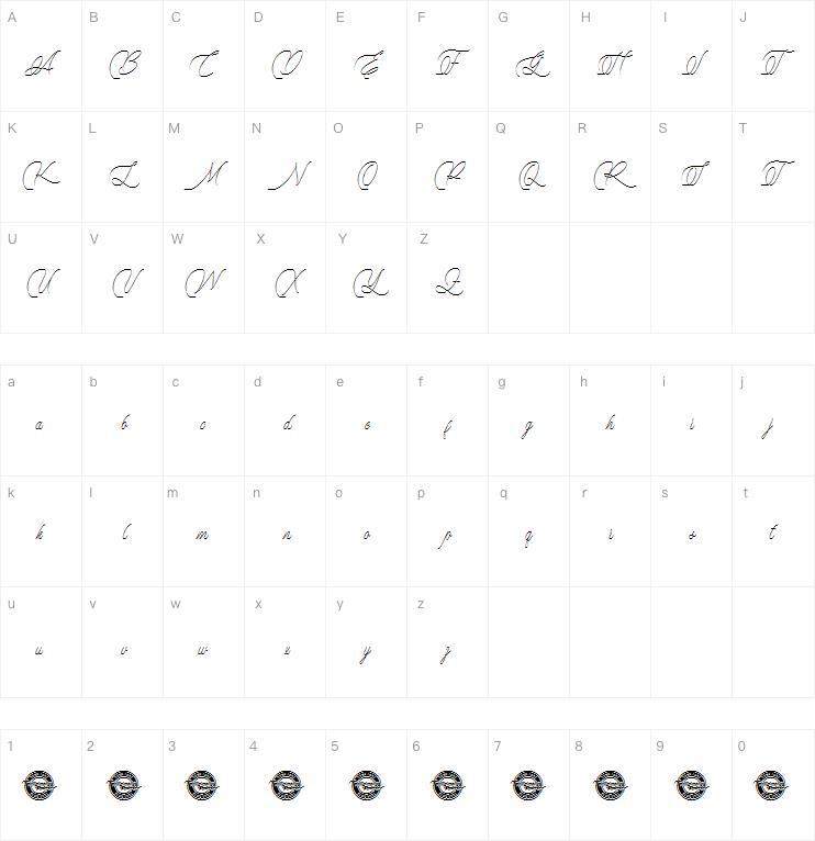 Tempo di fidanzamento字体 Mappa dei caratteri