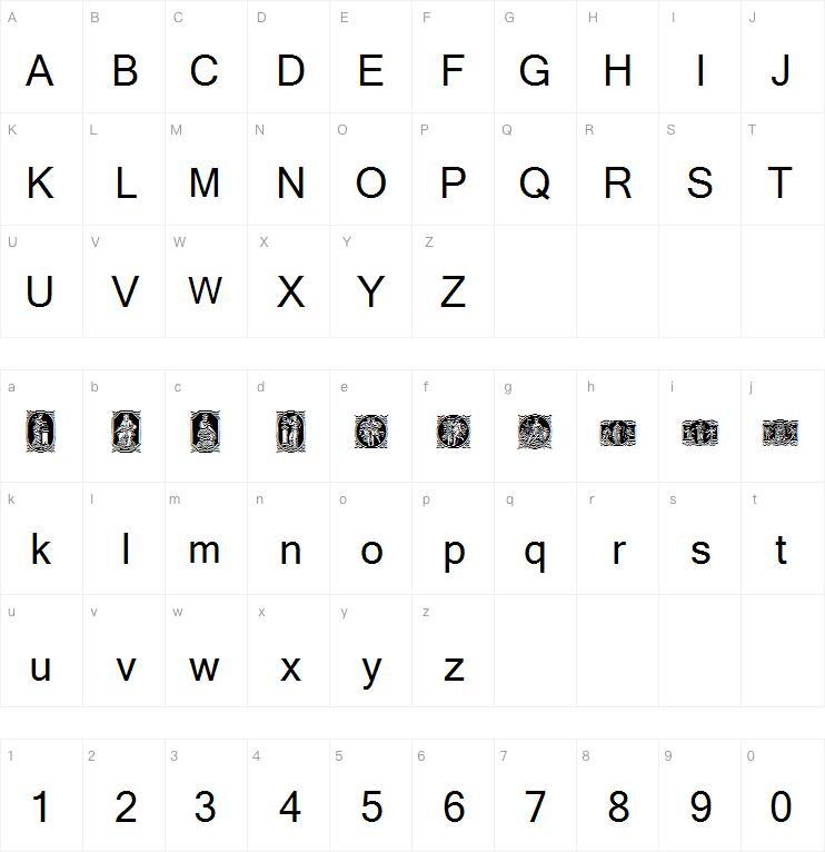 Enklassiskmaaned字体 Mapa de caracteres