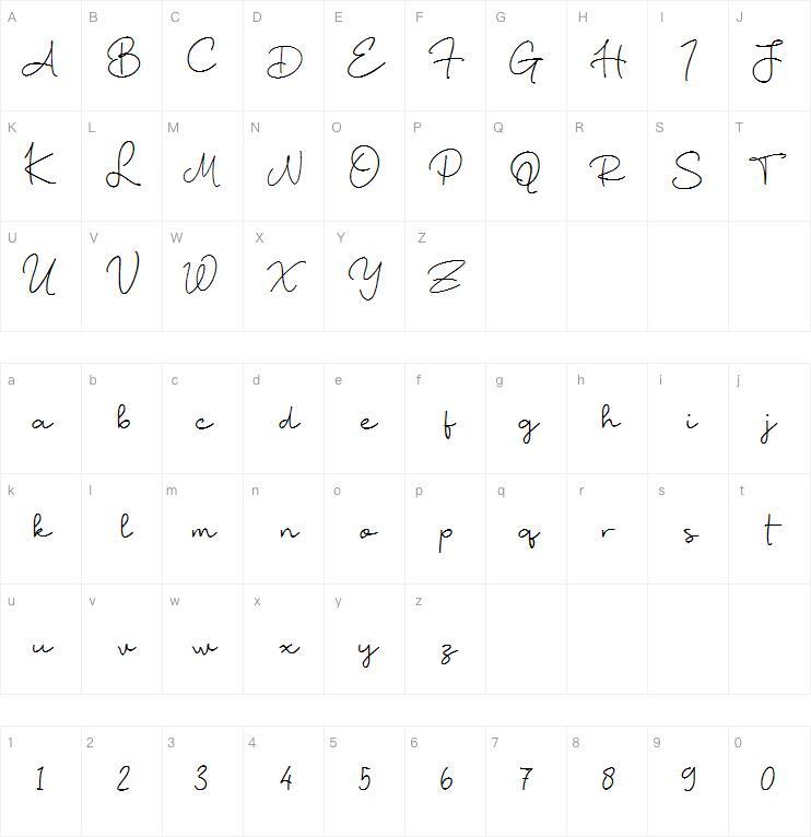 Emas Ghozalu 字体 Mappa dei caratteri
