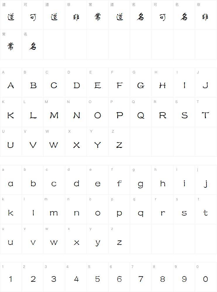 Mini simple font Character Map
