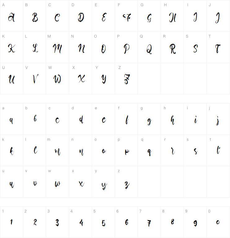 ein Alonia字体 Zeichentabelle