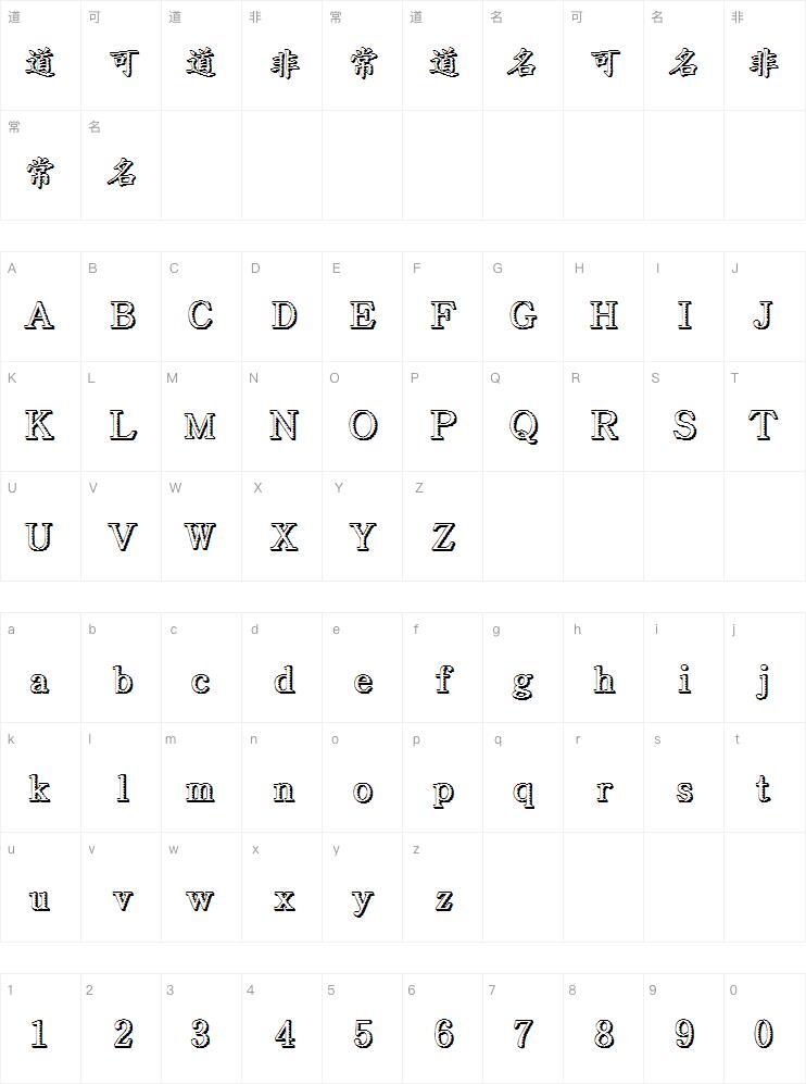 Mini Jane Gear Font Character Map